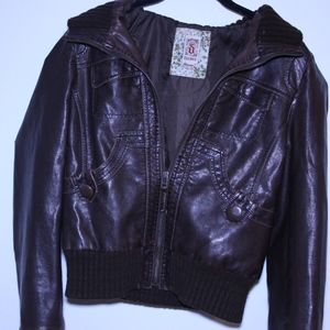 Women's Brown Faux Leather Jacket